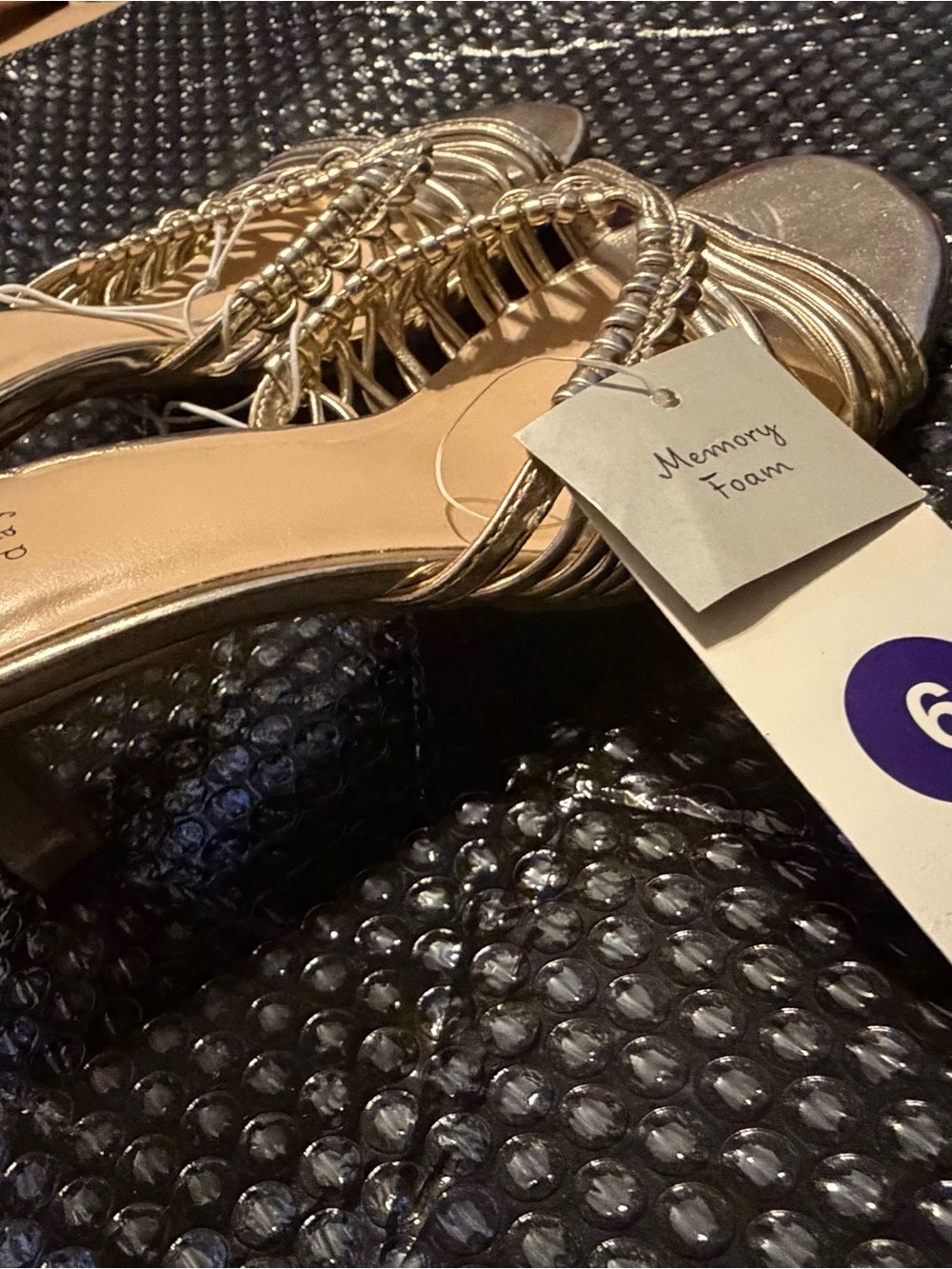 Target Metallic Gold Strappy Memory Foam Heeled Sandals